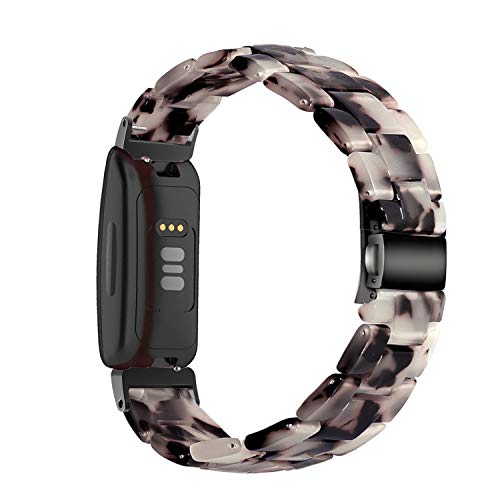 Image of Wongeto Compatible with Fitbit Inspire 2 & Inspire /Inspire HR Bands for Women, Resin Wristband Strap Bands for Fitbit Inspire accssorises (Flower Grey)
