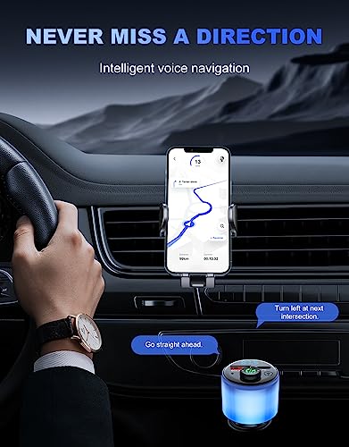 RIWUSI Bluetooth 5.3 FM Transmitter for Car, [All-Over Glow] PD 30W+QC 3.0 Dual-Port Fast Car Charger, Wireless FM Radio Bluetooth Car Adapter with Hands-Free Calling, Hi-Fi Music Player/Car Kit - Thumbnail 6