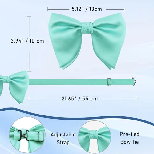 Image of Luckyvestir Oversized Bow Ties for Men, Pre Tied Clip on Men's Black Bowtie for Wedding Tuxedo Banquets Formal Wear