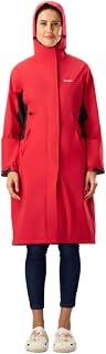 ZEEL Rain Coat for Women Waterproof High Neck Polyester Rainwear with Adjustable Drawstring and Pocket, Hooded Long Rain C... Price In India