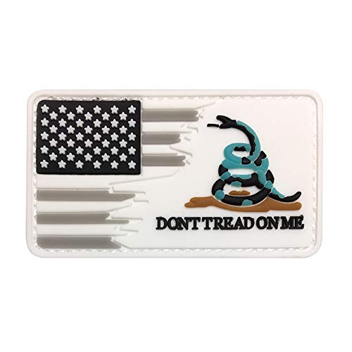 Morton Home 3D PVC Don't Tread On Me and USA Flag Tactical Military Morale Fastener Patch (White)