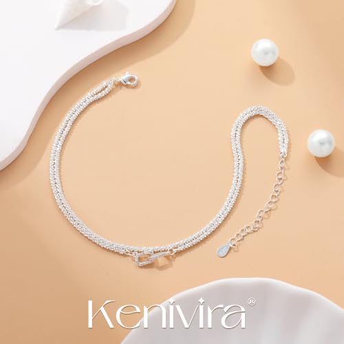 Image of Kenivira Sterling Silver Ankle Bracelets for Women,Gold Dainty Layered Waterproof Anklet for Women, Anklet Set Stackable Beach Gift Adjustable Size