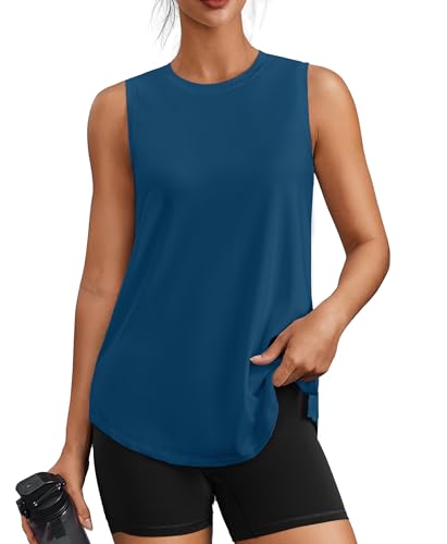 Image of PINSPARK Workout Tank Tops for Women UPF 50+ Side Slits Athletic Gym Shirt