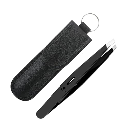 女性用フェイシャルヘア毛抜き, ステンレス製 顔毛抜き, 微毛斜め除去器, 美容とあご・まつげ・眉・顔の手入れと抜毛用、ポーチ収納、旅行携帯、女性男性兼用