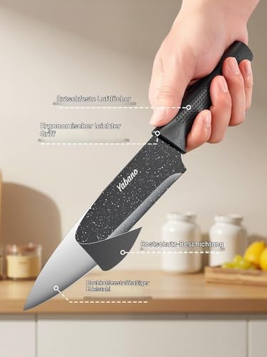 Yabano Messerblock mit Messern 7-teilig Schwarz Pflegeleichter Messerblock – Ansicht 3