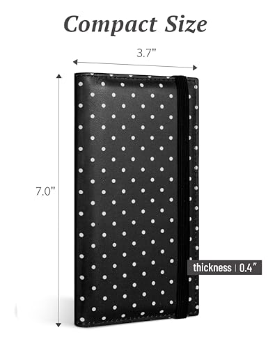 Image of Yarnic Checkbook Cover for Personal Checkbook Holder (Polka Black) | Check Book with Pen Holder & Built-in Clear Plastic Divider for Duplicate Checks
