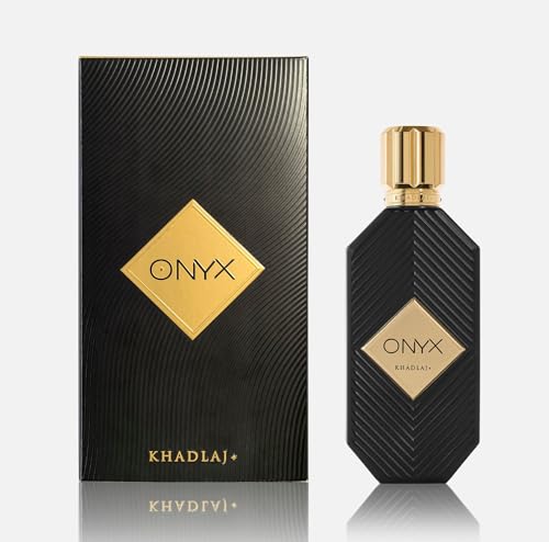 KHADLAJ PERFUMES - Eau de parfum Onyx Gold, 100 ml, frasco de cristal, perfume con aroma a vainilla de larga duración, extracto de perfume para hombre.