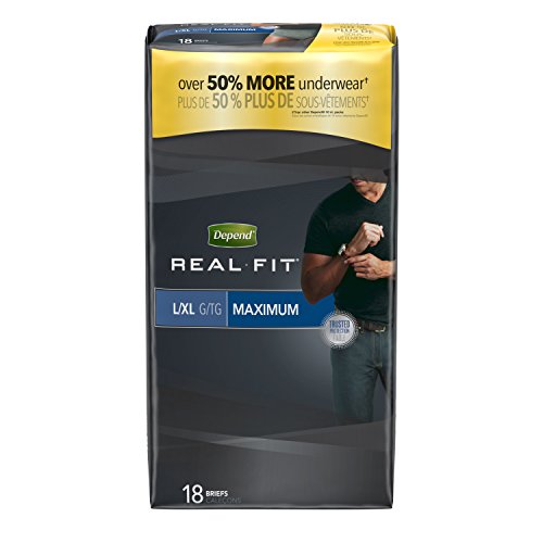 Image of Depend Real Fit Incontinence Underwear for Men, Maximum Absorbency, L /XL, Grey