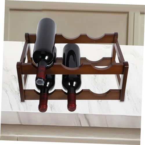 Soporte de bambú para botellas de vino de encimera miniatura 5