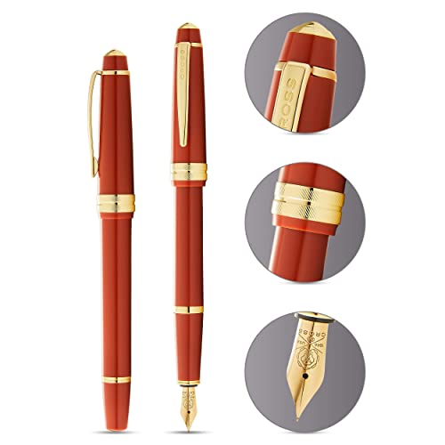 Image of Cross Bailey Light Polished Amber Fountain Pen - Refillable, Medium Nib, Black Ink, Presented in Everyday Gift Box