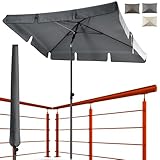 4smile Sonnenschirm Balkon in Anthrazit - Sonnenschirm rechteckig 200x125cm mit UV50+ Sonnenschutz | Balkon Schirm knickbar höhenverstellbar | Robuster Balkonschirm für optimalen Schatten