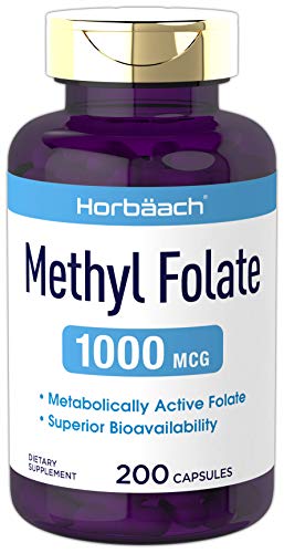 Methyl Folate 1000 mcg | 200 Capsules | 5-MTHF | Folic Acid Supplement