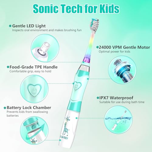 Escova de dentes elétrica infantil para crianças de 2 a 4 a 8 a 12 anos. Escova de dentes elétrica i