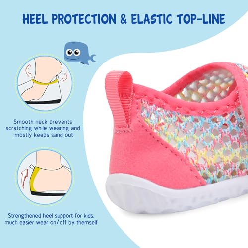 Image of LeIsfIt Toddler Water Shoes Boys Girls Barefoot Aqua Socks Kids Breathable Quick-Dry Swim Shoes for Beach Pool Surf