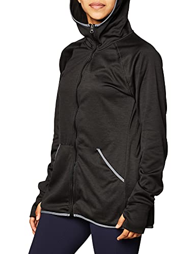 Hanes womens Sport Performance Full Zip Hoodie Fleece Jacket, Black Heather/Dada Grey Binding, Large US - image 2