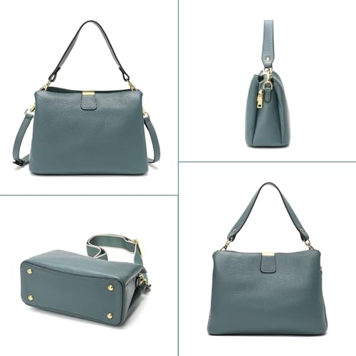 Image of Small Women Soft Genuine Leather Shoulder Bag Crossbody Purses for Lady Bucket Handbag