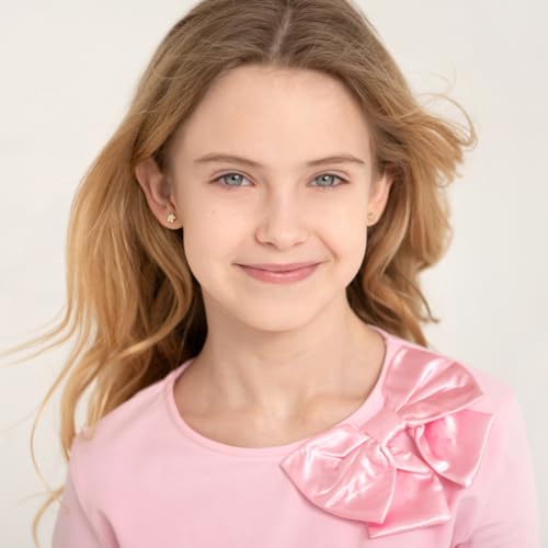 14k Yellow Gold Mother of Pearl Star Screw Back Earrings For Young Girls and Toddlers - Elegant Mother of Pearl Earrings For Girls - Special Star Shaped Accessories for Little Girls2