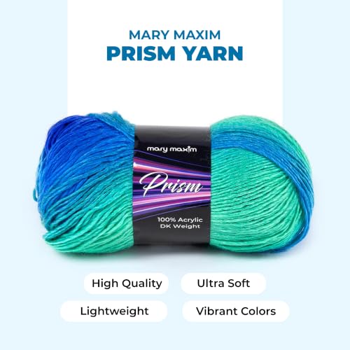 Image of Mary Maxim Prism Yarn, Acrylic Multicolor DK Yarn, 290 Yards, Rain Shower | Ombre Yarn, 3 Weight, Machine Wash, For Knitting and Crochet, Create Baby Items, Blankets, Afghans, Clothing Variegated Yarn