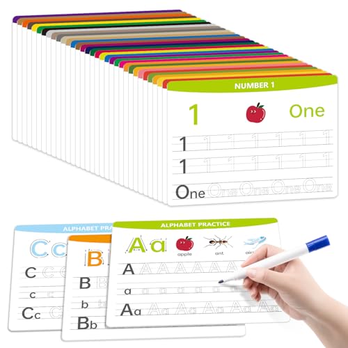 Alphabet & Number Practice Dry Erase Boards A-Z Letters & Numbers 1-10 | Perfect for Preschool, Homeschool & Kindergarten Double-Sided 18 Sheets, 36 Pages 11x8.5 Educational Tool