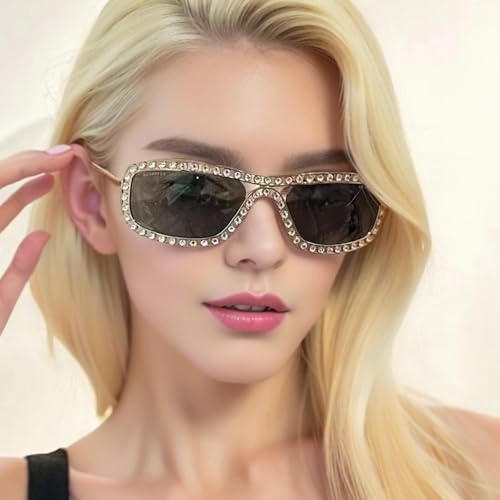 Pilot Diamond Sunglasses Women Luxury Rhinestone Fashion Shades Sun Glasses Female Trending Square Eyeglass F252