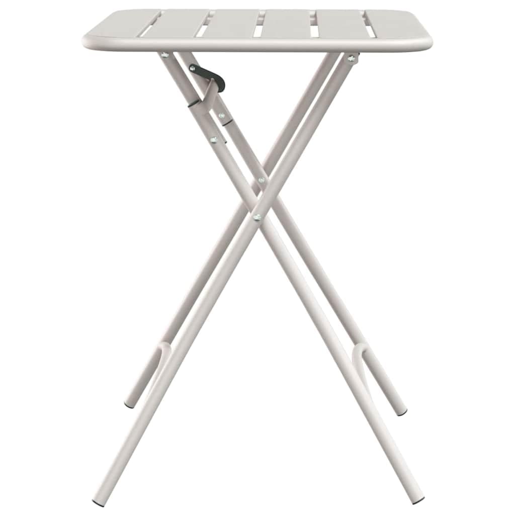 Stolik bistro beżowy, 55 x 55 x 72,5 cm, wykonany ze stali malowanej proszkowo, składany, do ogrodu, na taras, balkon, kemping, piknik, do użytku na świeżym powietrzu