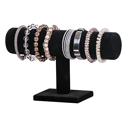 Julysky T bar Bracelet Holder,Bracelet Display Stand For Selling,Jewelry Organizer Watch Rack For Show (ALL Black, 1 Tier)