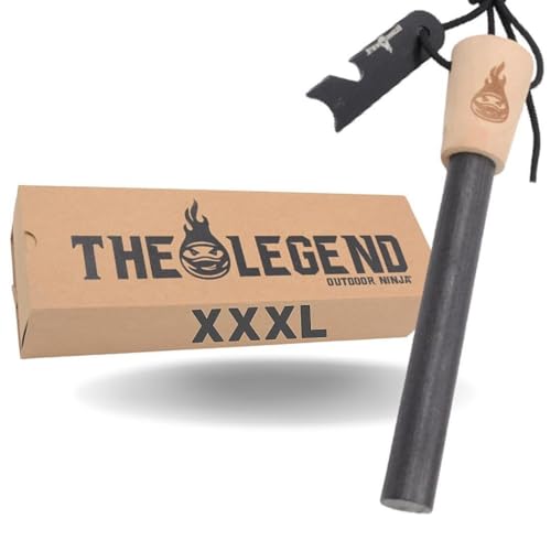 OUTDOOR NINJA Feuerstahl The Legend XXXL Bushcraft Feuerstahl für Wandern,...