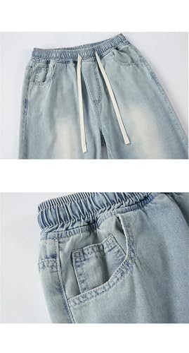 Men's Summer Light Thin Jeans Loose-Fit Straight-Leg Pants Loose Straight Wide Leg Jeans Pants2