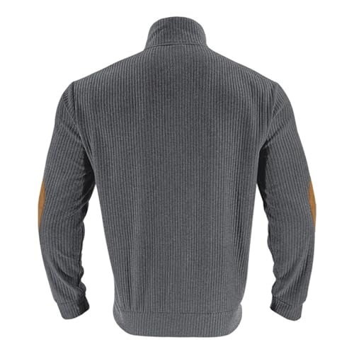 Men Stand Collar Sweatshirts Fashion Metal Button Hoodies Tops Men's Ribbed Knit Sweaters Pullover Long Sleeve Comfy4