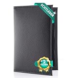 Festland DESIGN® Fahrzeugschein Hülle für KFZ Schein Ausweishülle Fahrzeugschein Mappe Schutzhülle für Zulassungsschein Führerschein Ausweis mit 2 Fächern aus Leder – Schwarz