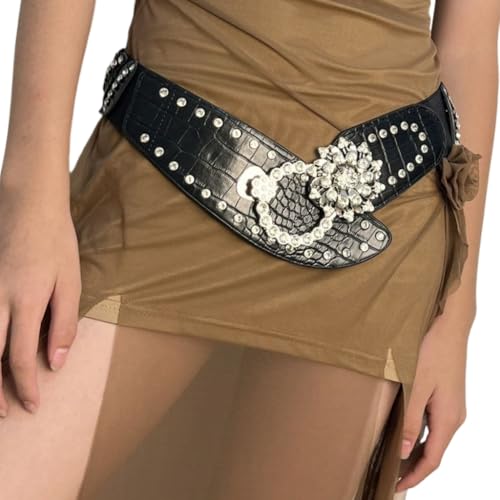 Luxurious Wide Waist Belt Adjustable Elastic Girdle Feature Rhinestoned for Evening Parties and Weddings Wear