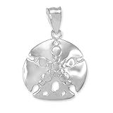 High Polish 14k White Gold Sea Star Sand Dollar Charm Pendant