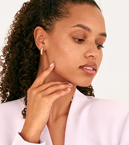 PAVOI 14K Gold Plated 925 Sterling Silver Post Cubic Zirconia Chunky Hoop Earrings - Thick Lightweight Gold Earrings for Women - Fully Studded Hoop4