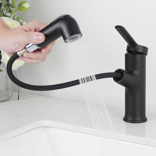 Mitigeur lavabo noir haute pression résolvant le rinçage difficile