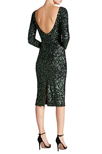 Image of Dress The Population Womens Emery Long Sleeve Stretch Sequin Midi Sheath Ddr147
