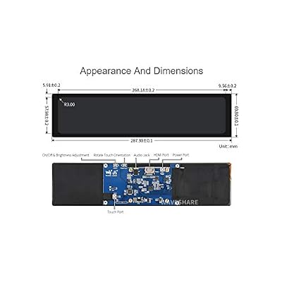 Waveshare 11.9inch Capacitive Touch Screen LCD Compatible with Raspberry Pi 5/4B/3B+/3A+/2B/B+/A+/Zero/Zero W/WH/Zero 2W CM3+/4 3201480 Resolution HDMI IPS Supports Jetson Nano/Windows