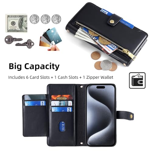 MOJIA Case for Sony Xperia 1 VI, Premium PU Leather Wallet Case Flip Phone Cover with Shoulder Strap and Wrist Strap - Image 2