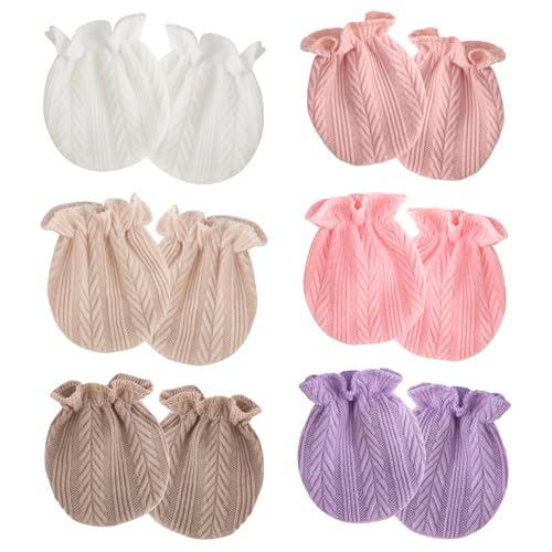Image of AQOKKA Newborn Baby Mittens No Scratch Cotton Elastic Wrist Gloves Infant Toddler Mittens for Baby Boy Girl 0-6 Months