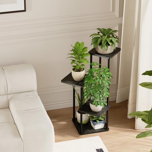 Image of Bamworld Small Plant Stand Indoor Corner Metal Plant Shelf