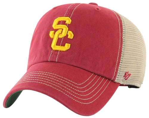 47 NCAA Trawler Primary Logo Team Color Mesh Trucker Clean Up Adjustable Hat Adult One Size Fits All (US Alpha One Size USC Trojans - Red USC Trojans)