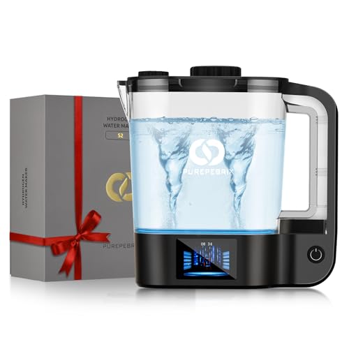 PUREPEBRIX 72oz Hydrogen Water Bottle Pitcher, Dual Iridium‑Platinum Tech, Up to 3000 PPM, SPE/PEM Tech, HydroHealth Water Bottle for Kidney Health & Family Wellness, Home Edition, Black
