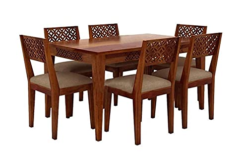 Image of Solid sheesham Wood 6 Seater Dining Table Sets || Wooden Dining Table with Chairs and Bench|| Dining Table Set for Home Living Room Furniture (CNC, 6 Seater)