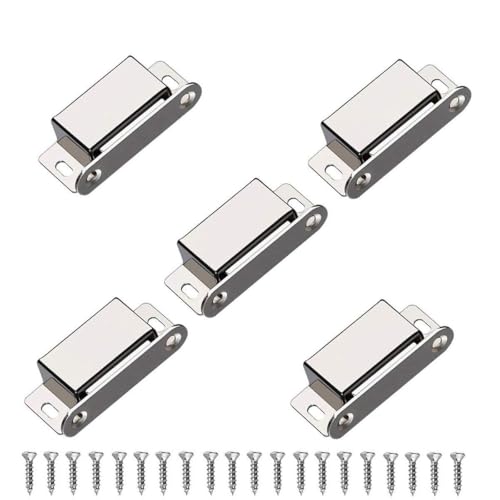 WOOCH Magnetic Door Catch - 20lb High Magnetic Stainless Steel Heavy Duty Catch for Kitchen Bathroom Cupboard Wardrobe Closet Closures Cabinet Door Drawer Latch (2.1 in Silver, 5-Pack)