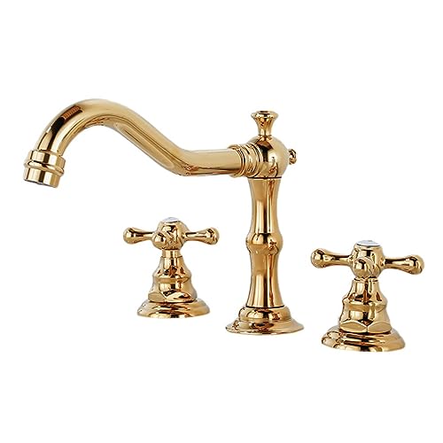 Robinet mitigeur de salle de bain 3 trous eau chaude et froide en laiton