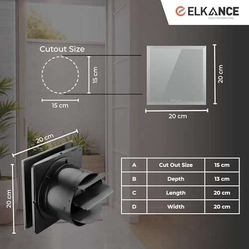 Image of Dazzle 150mm (6 Inches) Axial Exhaust Fan | BLDC Motor | 7W, 2400 RPM | Premium Lacquered Glass Panel - Stylish Ventilation for Office, Kitchen & Bathroom | (Grey)