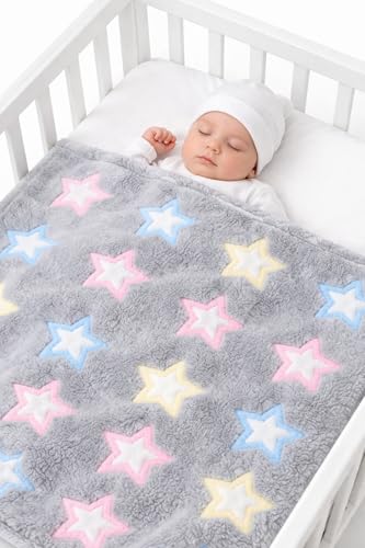 Image of First Kick Luxury Soft Baby Blanket Pack of 100 x 75 cm Premium Fleece Newborn Swaddle Wrap | Baby Bath Towel All Season Blanket for 0-12 Months Crib Stroller Travel Use