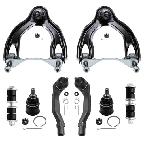 Image of Detroit Axle - 8pc Front End Kit for 1994-2001 Acura Integra 1992-1995 Honda Civic 1993-1997 Civic Del Sol, Upper Control Arms Ball Joints Sway Bar Links Outer Tie Rod Ends Replacement