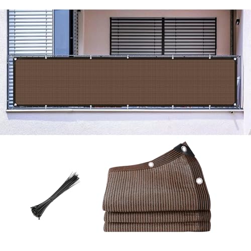 Haikawi ベランダ目隠しシェード 幅80cm×長さ300cm UVカット 風通し良し プライバシー保護 日よけ目隠し兼用 バルコニーシェードフェンス 快適空間を実現 結束バンド付き 簡単設置可能