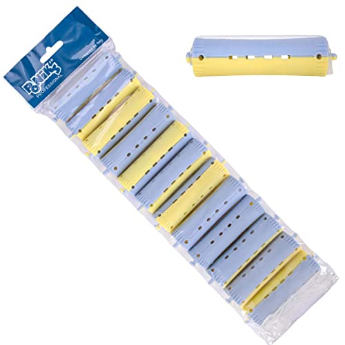 Ponik's Dauerwellen Wickler, Lockenwickler für Dauerwelle Set - 22 mm - 12 Stücke - Kaltwellwickler mit Rundgummilaschen, Blau Rot Cover