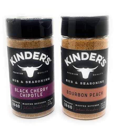 Kinder's Seasonings & Rubs - 2 bottles (Black Cherry Chipotle & Bourbon Peach)